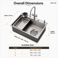 Évier de cuisine professionnel en acier inoxydable brossé SUS304, fait main, à cuve unique, avec planche à découper coulissante, lave-tasses, robinet en laiton, OEM