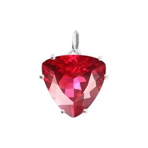 Pendentif fait main en argent sterling 925 avec rubis du Mozambique de laboratoire taille triligne 13x13 MM, idéal pour les fiançailles féminines - Product Image 1