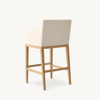 Tabouret rembourré en bois moderne pour cuisine intérieure, hôtel, villa, club, usage commercial, bistrot, bar, comptoir, fauteuil en tissu de lin