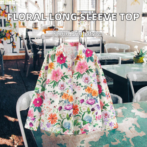Blusa Informal Vintage de Manga Larga con Cuello Camisero, Estampado Floral y Botones para Mujer, Primavera/Verano/Otoño - Product Image 2