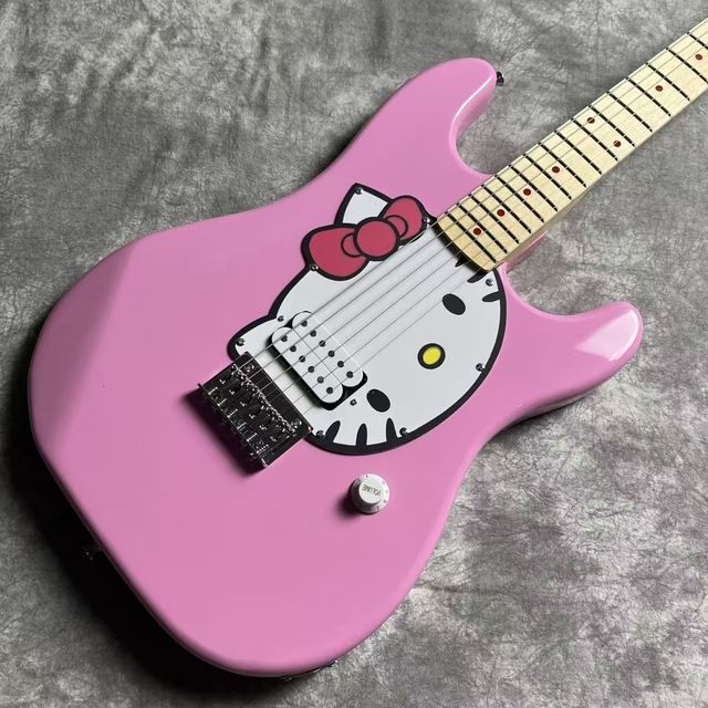 Hello Kitty Pink Electric Guitar with Maple Neck for Beginners-Cheap Music Instrument