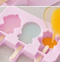 Nouveau Moule à Glace en Silicone avec Couvercle, Moule à Sucettes Glacées de Dessins Animés DIY pour Enfants, Moule à Glace en Silicone Fait Maison