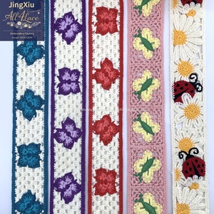 Ruban en dentelle de coton au crochet style bohème, motif <span class=keywords><strong>papillon</strong></span>, coccinelle, marguerite, pour accessoires de vêtements et sacs, vente en gros - Product Image 2