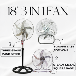 Standing Oscillating Pedestal Stand <b>Fan</b> <b>18</b> <b>Inch</b> 3 In 1 Metal Grill 5 Aluminum Blade 110V - Product Image 4