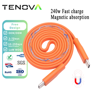 Câble USB-C magnétique auto-enroulable portable Tenwin 5A à charge rapide, plat et tressé, pour imprimante, batterie externe et utilisation en voyage - Product Image 1