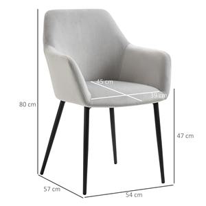 HOMCOM Lot de 2 chaises de salon nordiques avec dossier et accoudoirs incurvés et siège rembourré, 54x57x80 cm, gris - Product Image 2