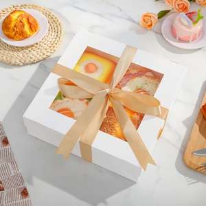 Boîtes <span class=keywords><strong>de</strong></span> traiteur avec couvercles, boîtes à tarte à emporter avec fenêtre 10x10x3 pouces, boîtes <span class=keywords><strong>de</strong></span> boulangerie blanches pour tartes, sandwichs, cupcakes - Product Image 1