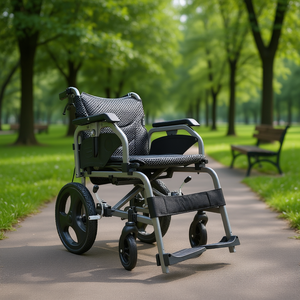 Fauteuil roulant manuel pliable léger, taille adulte, en alliage d'aluminium, 27 lb, freins à main doubles, accoudoirs réversibles, roues arrière de 15 pouces - Product Image 2