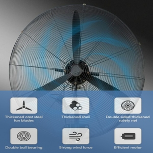 Ventilador de Pared Industrial 650, Gran Volumen de Aire, Soplado Potente, 26 Pulgadas, Metálico, Oscilante, Control Remoto, 3 Velocidades, Uso Doméstico - Product Image 6