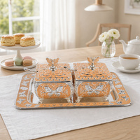 Ensemble de sucriers en argent plaqué pour servir des fruits secs, des bonbons, décoration de la maison, artisanat indien, café, thé, sucre, épices, deux pots