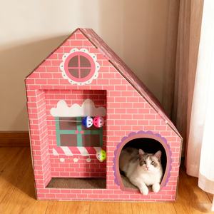 Multi-funzionale in cartone per gatti da interno con giocattoli interattivi, mobili per animali domestici per graffiare e riposare - Product Image 1