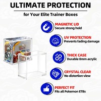 Boîte de protection améliorée résistante aux UV à 99 %, personnalisée, en acrylique, avec stockage et collection magnétiques ETB