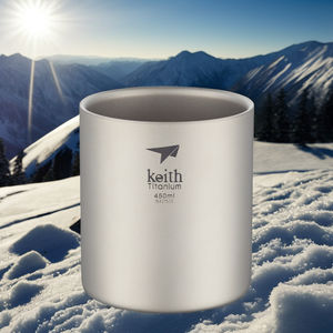 Mug à eau portable ultra-léger à double paroi en titane pur de qualité supérieure, design moderne minimaliste, écologique, 450 ml, avec couvercle, mug Keith - Product Image 5