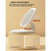 Miroir de maquillage LED rechargeable personnalisable pour voyage, éclairage 3 couleurs, réglage multi-angles, miroir cosmétique pliable de table