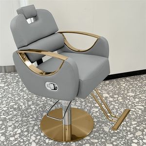 Nueva Silla de Barbero Moderna Blanca de Hierro Electrochapado para Corte y Peinado de Cabello, Puede Colocarse Boca Abajo - Product Image 4