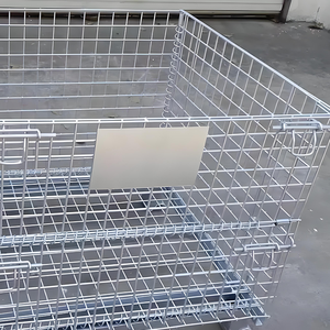 قفص تخزين قابل للطي من شبكة الأسلاك الفولاذية المجلفنة بالزنك، قابل للتكديس والقفل، مناسب للمستودعات - Product Image 5