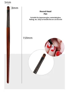 Pinceau à ongles classique en bois avec manche en nylon pour effet ombré, dessin de pétales, peinture, liner, virole en aluminium, pour salon de manucure - Product Image 6