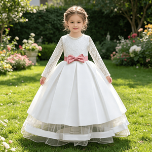 Vestido Formal <span class=keywords><strong>para</strong></span> Niñas, Color Rosa, con Lazo y Perlas en el Cuello, Traje de <span class=keywords><strong>Primera</strong></span> Comunión <span class=keywords><strong>para</strong></span> Bebés, Vestido de Princesa <span class=keywords><strong>para</strong></span> Niñas, Vestido de Dama de Honor <span class=keywords><strong>para</strong></span> Bodas - Product Image 3