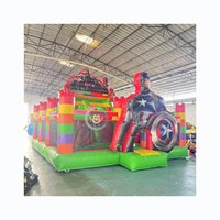 Château gonflable commercial à thème Avengers avec toboggan pour jeux d'enfants
