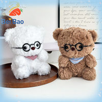 Fabricant de peluches, ours en peluche kawaii personnalisé pour couple, avec lunettes, ours blanc et brun doux et moelleux, poupée en peluche