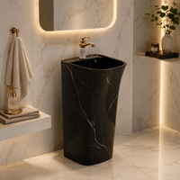 Lavabo en céramique au design artistique moderne, sanitaires, lavabo sur pied pour villas, montage de robinet monotrou