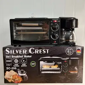 Nieuwe Retro Roze 3-In-1 Ontbijtmaker Multifunctionele Oven Broodrooster Koffiezetapparaat Broodrooster Thuis Kantoor Semi-Automatische Koffie Mach