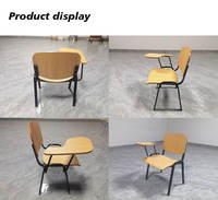 Chaise d'école en bois avec tablette d'écriture intégrée, chaise d'étudiant en contreplaqué pour l'éducation et la formation