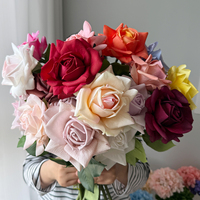 Roses artificielles au toucher réel en soie et latex, fleurs de haute qualité pour la décoration de la maison et des mariages, arrangement floral artificiel