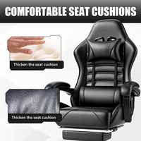 Fauteuil d'ordinateur ergonomique noir Chaise de bureau confortable en cuir de haute qualité noire Chaise de jeu inclinable avec repose-pieds
