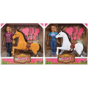 Muñeca de PVC de Alta Calidad de 29 cm, con Caballo, Cepillo, Espejo y Peine, Juguete Temático de Granja para Niños, Unisex, para Jugar a Disfrazarse, Regalo de Cumpleaños - Product Image 3