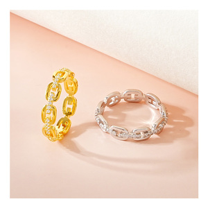 Popular Fashion 925 Sterling <strong>Silver</strong> <strong>Eternity</strong> <strong>Rings</strong> Gold Plated Zircon Inlaid Cross Chain Shape Stackable <strong>Rings</strong> Unisex - Product Image 1