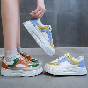 Zapatillas Deportivas <span class=keywords><strong>para</strong></span> <span class=keywords><strong>Mujer</strong></span>, Modelo Otoño <span class=keywords><strong>2022</strong></span>, Suela <span class=keywords><strong>de</strong></span> Goma Suave, Plataforma, Diseño <span class=keywords><strong>de</strong></span> Bloques <span class=keywords><strong>de</strong></span> Color, Cordones, Cuero PU, Forro <span class=keywords><strong>de</strong></span> Malla Ligero - Product Image 2