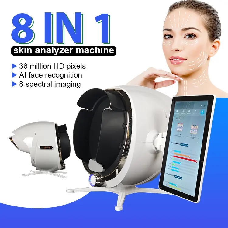 Lâmpada de análise 3d de visia, analisador de pele facial e cabelo, lâmpada de madeira e analisador de umidade e analisador digital de câmera de pele do rosto