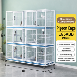 Cage d'élevage d'oiseaux <span class=keywords><strong>empilable</strong></span> grande taille, 4 niveaux, 8 unités, en fil métallique blanc avec plateau bleu et support roulant pour canaris, perruches et agapornis - Product Image 6