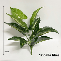 Plante artificielle en pot de lys calla, feuilles vertes variées, décoration tropicale pour table, maison, bureau, verdure décorative, vente en gros