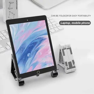Suporte portátil dobrável para laptop 3 em 1, suporte para celular, tablet e computador, dobrável, de plástico para viagem e desktop