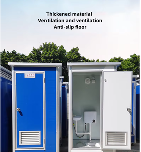 Toilettes mobiles préfabriquées en acier bleu, portables, temporaires, pour extérieur, avec cuvette céramique et ventilation - Product Image 1