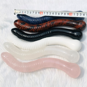 Consolador grande de 250mm, Varita Yoni de obsidiana negra, Juguetes sexuales de punto G, consolador de cristal de obsidiana negra con masajeador Yoni roscado, pene de cristal - Product Image 6