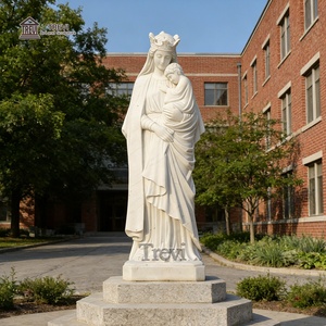 Statue de la Vierge <span class=keywords><strong>Marie</strong></span> avec l'Enfant en marbre grandeur nature TREVI, sculpture religieuse pour l'extérieur, église, jardin - Product Image 5