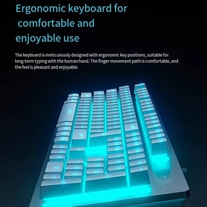 لوحة مفاتيح ألعاب سلكية USB بـ 104 مفتاح مع إضاءة خلفية RGB مقاومة للماء صامتة مضادة للتشويش سهلة التوصيل والتشغيل بتصميم مريح باللون الأزرق للكمبيوتر المكتبي/المحمول/الكمبيوتر الشخصي - Product Image 3
