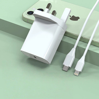 Chargeur mural GaN 20W PD QC3.0 approuvé UKCA, port USB-C unique, prise standard britannique, chargeur rapide pour ordinateur portable et téléphone, personnalisable en usine