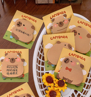 Bloc-notes autocollant en forme de capybara de dessin animé avec autocollants de messages mignons pour étudiants au design spécial, 30 feuilles