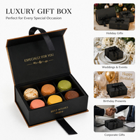 Boîtes cadeaux pliables à fermeture magnétique XJY, luxe, couleur noir et or, pour macarons et chocolats.