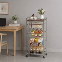 Chariot de rangement mobile en métal à quatre niveaux pour aliments, fruits et épices, idéal pour la cuisine, la salle de bain et la chambre