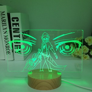 Lámpara de noche LED 3D de Anime, luz Industrial de madera, tirador de roca negra para decoración de dormitorio, luz de noche de madera para habitaciones intermedias - Product Image 6
