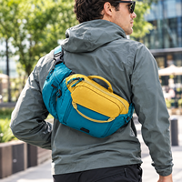 Sac banane de sport portable grande capacité multi-poches en tissu Oxford, étanche, avec fermeture éclair, pour course à pied