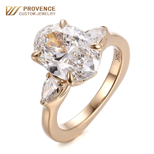 แหวนเพชรทรงรี 3 กะรัต ทองคำขาว 14k 18k  แบบสั่งทำพิเศษสำหรับผู้หญิง แหวนหมั้น แหวนแต่งงาน  เพชรเพาะเลี้ยงในห้องปฏิบัติการ IGI - Product Image 1