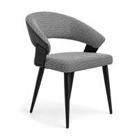 Chaise de salle à manger moderne à motif pied-de-poule, dossier ergonomique enveloppant, pieds en métal, pour restaurant, café, usage domestique
