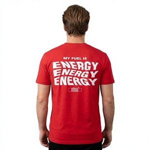 เสื้อยืดลำลองคอกลมแขนสั้นสีแดงสำหรับผู้ชาย Effect Energy Friend ทรงปกติ ผ้าฝ้ายเจอร์ซีย์ 100% ระบายอากาศได้ดี พิมพ์ลายซิลค์สกรีน - Product Image 4
