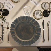 Assiette de présentation artisanale en PP motif végétal, 33 cm de diamètre, élégante et luxueuse, réutilisable pour mariage et dîner